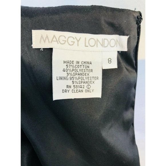 MAGGY LONDON Pencil Dress Jacquard Cap Sleeve Belted Sheath Dress Size 8 NWOT - Picture 9 of 9